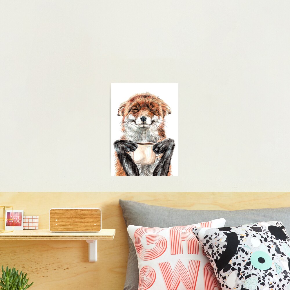 Morning Fox - cute coffee animal Photographic Print