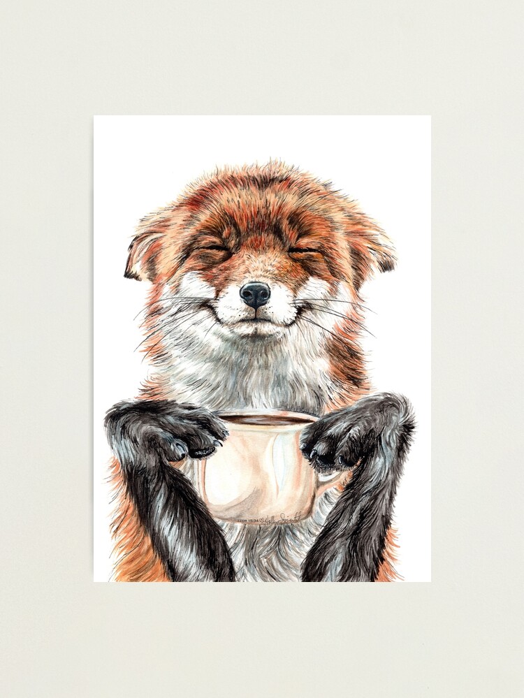 Alternate view of Morning Fox - cute coffee animal Photographic Print