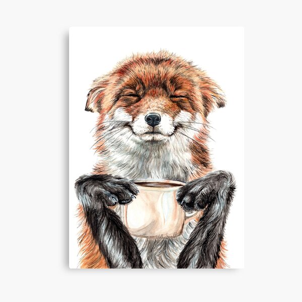 Morning Fox - cute coffee animal Canvas Print