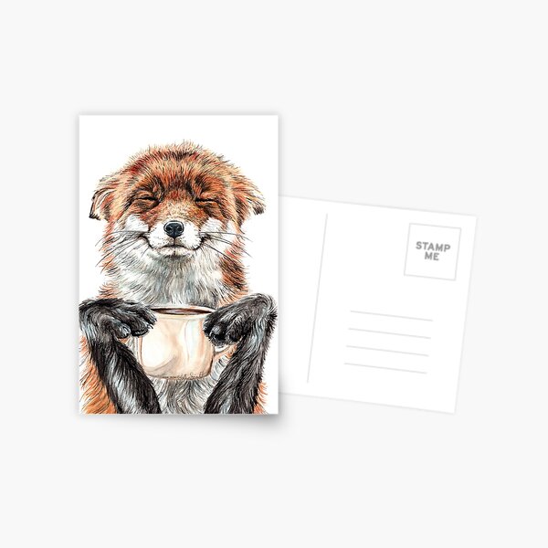 Morning Fox - cute coffee animal Postcard