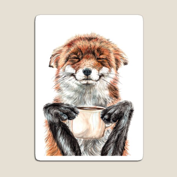 Morning Fox - cute coffee animal Magnet