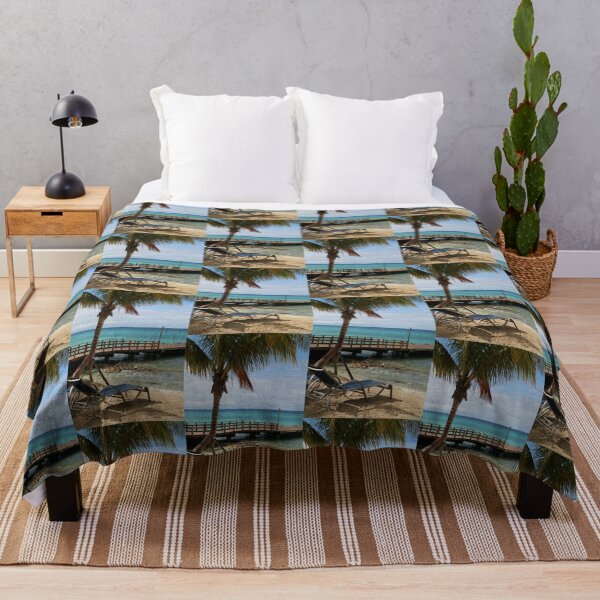 Item preview, Caribbean, Grand Turk, vacation, sea, beach, deck chair, palm tree, jetty, blue, turquoise, dark blue, photography, BebiCervin designed and sold by BebiCervin.