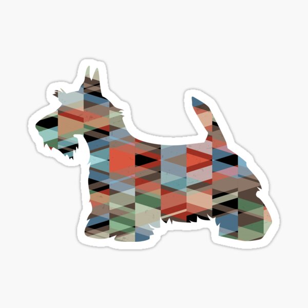 Scottie Terrier Geometric Pattern Silhouette Plaid Sticker