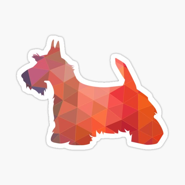 Scottie Terrier Geometric Pattern Silhouette Orange Sticker