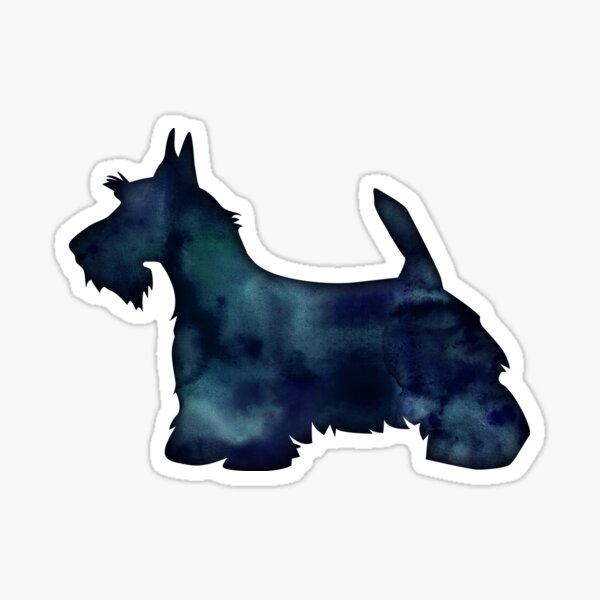 Scottie Terrier Black Watercolor Silhouette Indigo Sticker