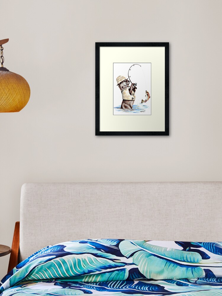 Nature's Fisherman - otter trout fishing Framed Art Print for