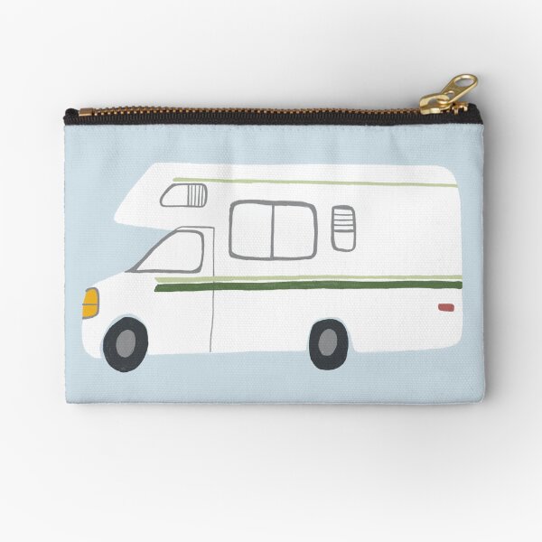 Retro RV Motorhome Camper - green and blue Zipper Pouch