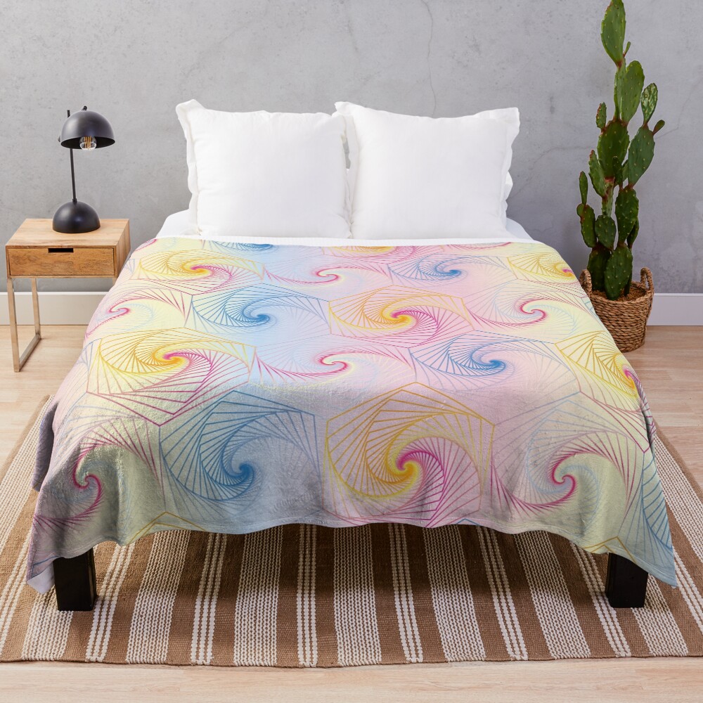 Futuristic hexagons in pastel Throw Blanket