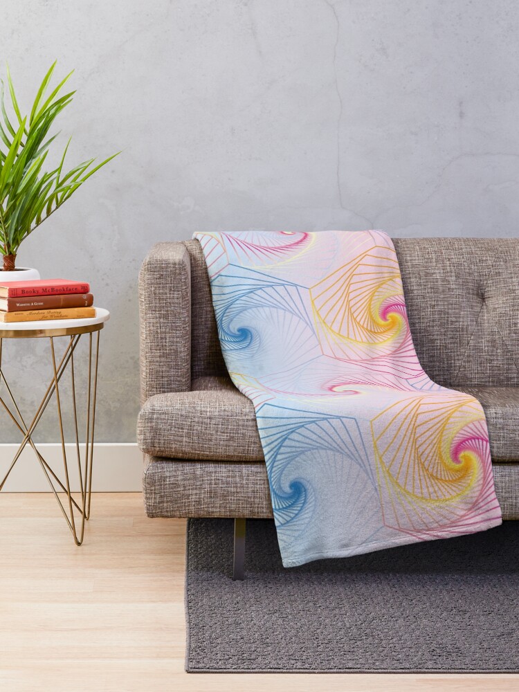 Alternate view of Futuristic hexagons in pastel Throw Blanket