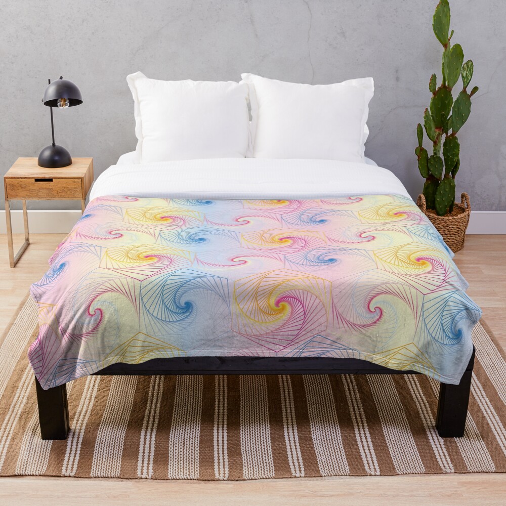 Futuristic hexagons in pastel Throw Blanket