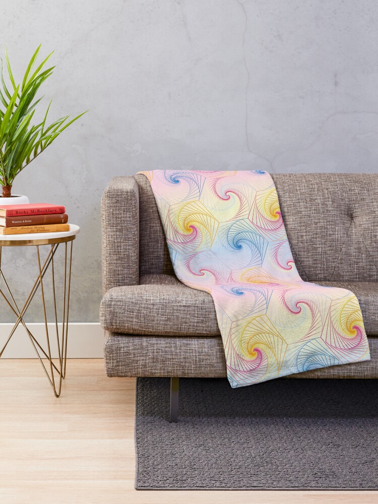Alternate view of Futuristic hexagons in pastel Throw Blanket