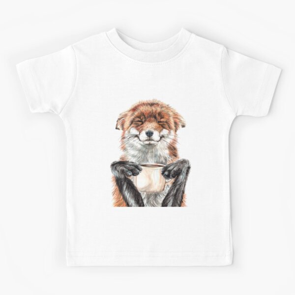 Morning Fox - cute coffee animal Kids T-Shirt