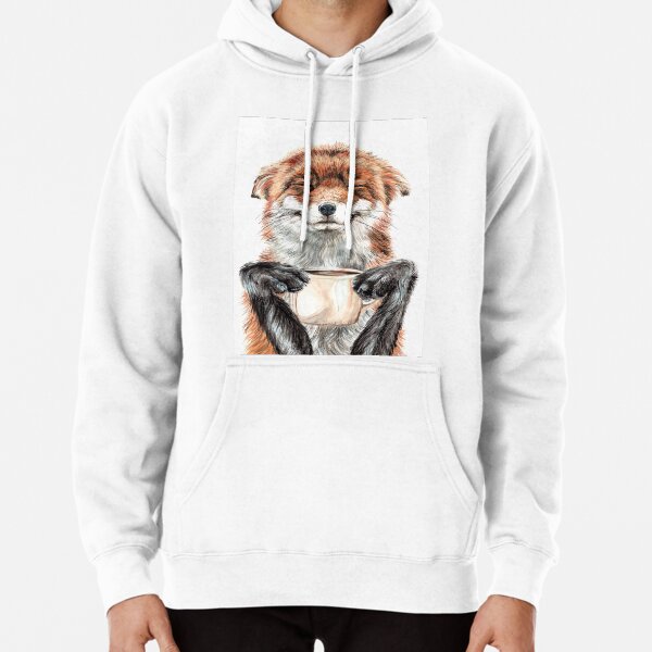 Morning Fox - cute coffee animal Pullover Hoodie