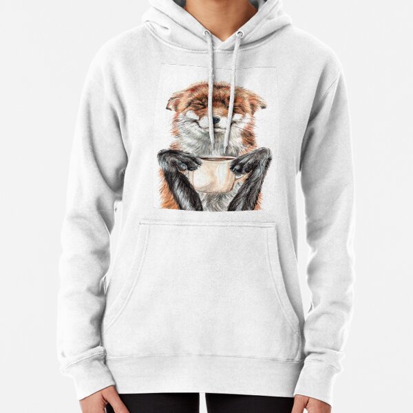 Morning Fox - cute coffee animal Pullover Hoodie