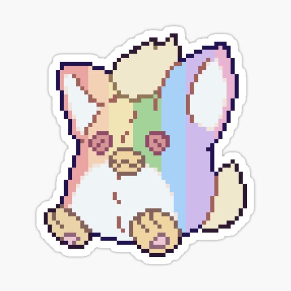 Pixel Rainbow Plush Furby Sticker