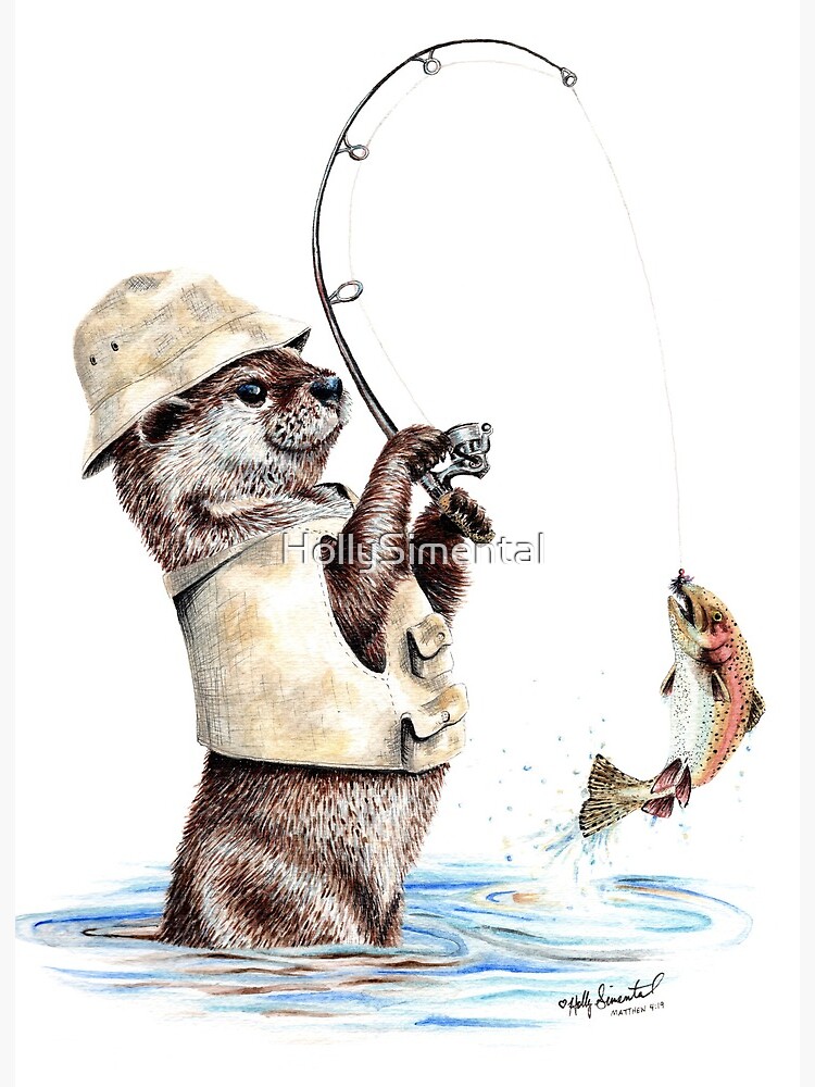 Nature's Fisherman - otter trout fishing Art Board Print for Sale by  HollySimental