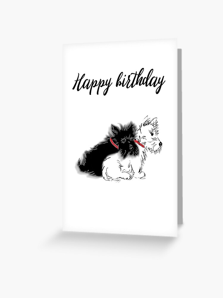 Carte De Vœux Scottie Chiens Joyeux Anniversaire Par Kittycat1974 Redbubble