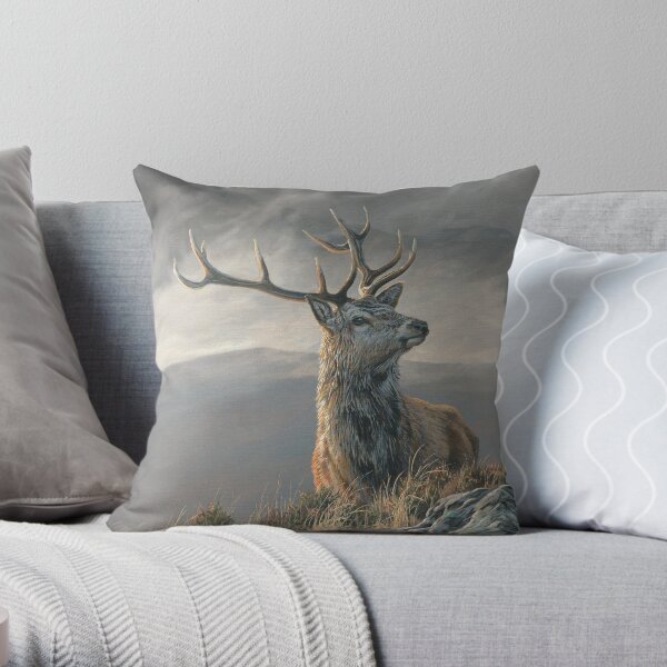 Red Deer Stag "Royal" Monarch of the Glen Throw Pillow