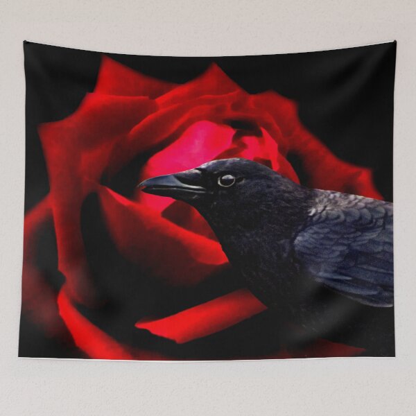 Item preview, Crow Black Bird Red Rose Gothic Home Decor Surreal Art A585 designed and sold by byNicol.