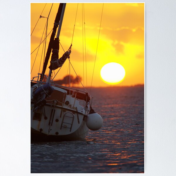 Item preview, SAILBOAT DOCKED IN HARBOR AT SUNSET designed and sold by Wayne Hughes.