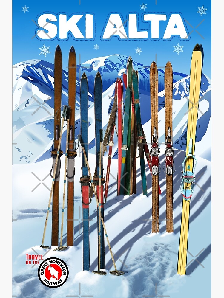 Disover Vintage-Style Ski Alta Travel Poster Premium Matte Vertical Poster