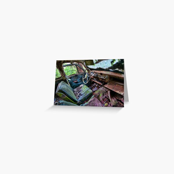 Car in the woods, Front Seat Greeting Card