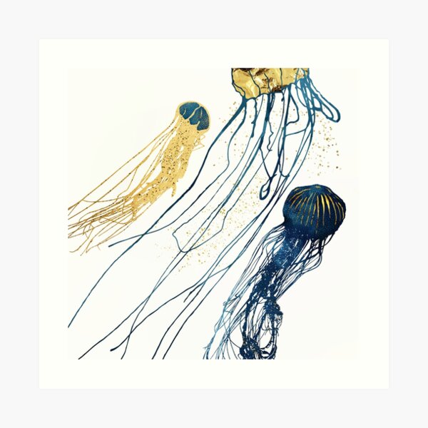 Metallic Jellyfish II Art Print
