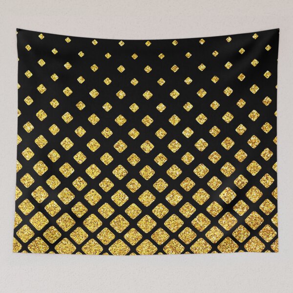 Item preview, Art Deco (Faux) Glitter-Gold Diamond-Shapes on Black Pattern designed and sold by DEC02.