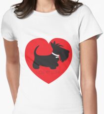 I Love My Scottie_Copyright © BonniePortraits on Redbubble.com Women's Fitted T-Shirt