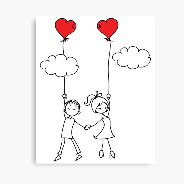Lienzo «Stick amor pareja flotando en el aire» de buenogoods | Redbubble