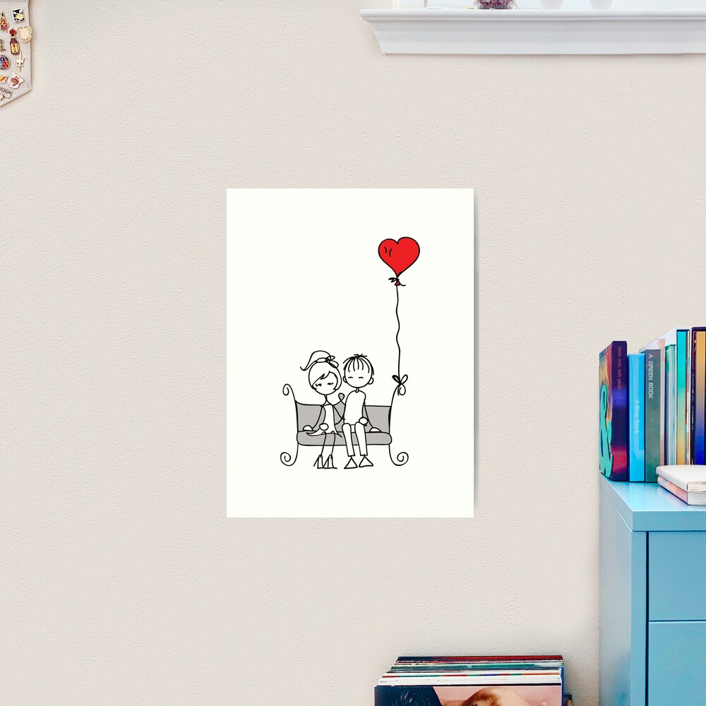 Couple in love gift cute stick figures Framed Mini Art Print by benabten