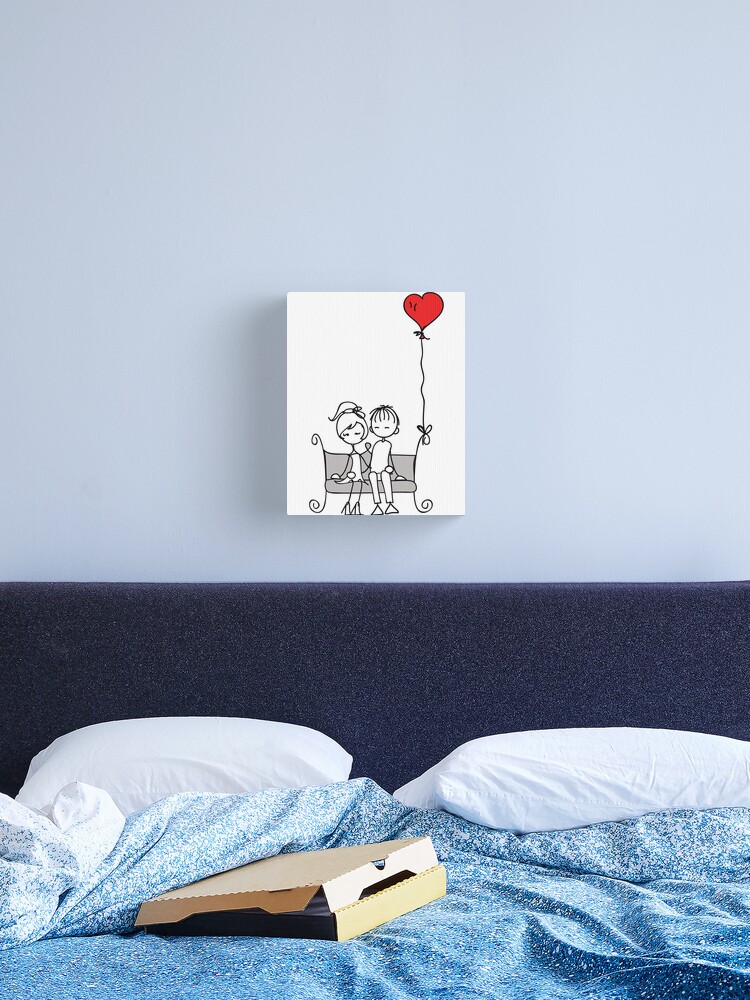 Couple in love gift cute stick figures Framed Mini Art Print by benabten