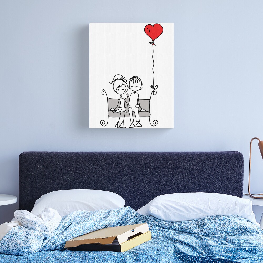 Couple in love gift cute stick figures Mini Art Print by benabten