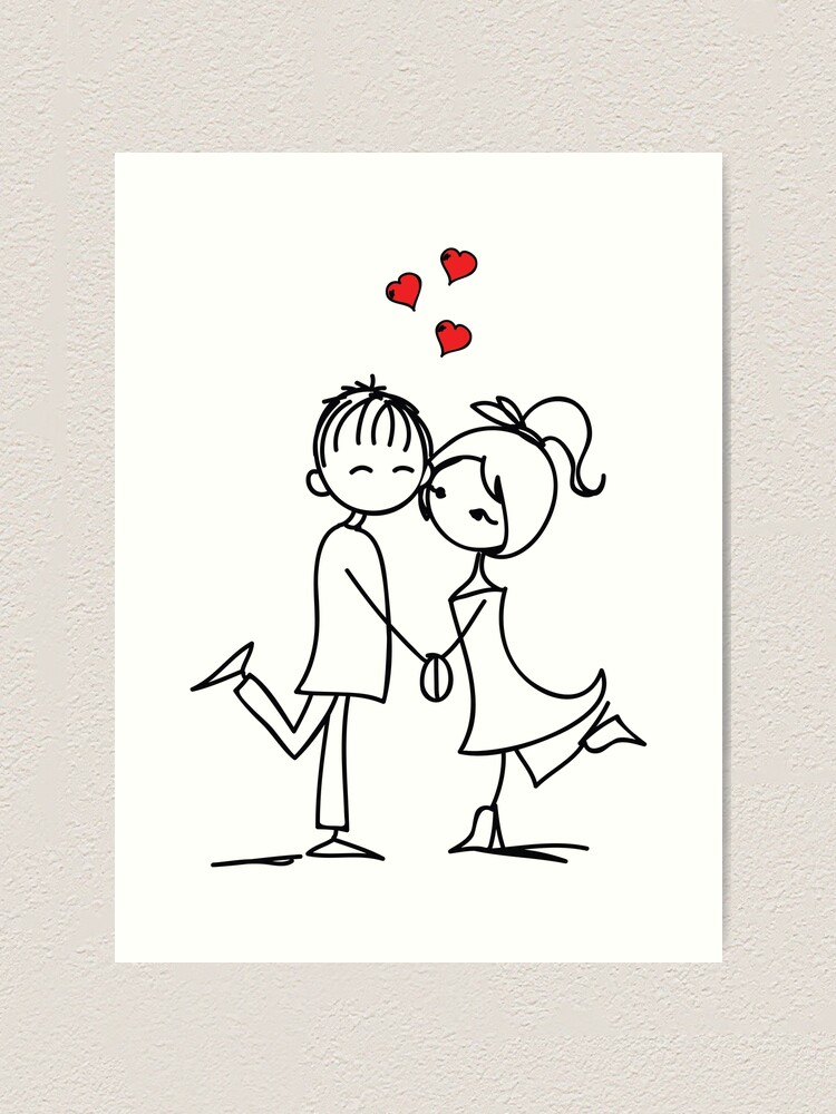 Stick couple in love near each other Art Print for Sale by