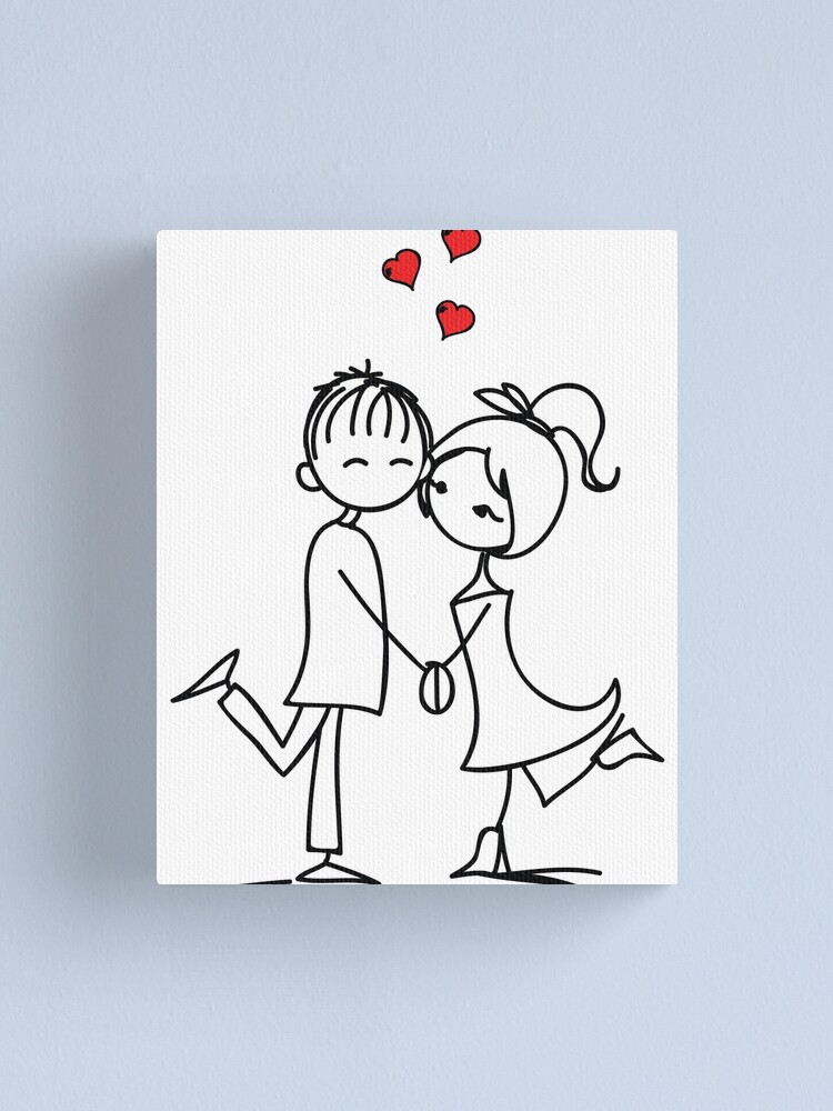 Couple in love gift cute stick figures Framed Mini Art Print by benabten