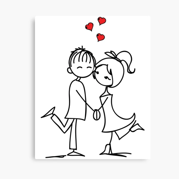 Couple in love gift cute stick figures Framed Mini Art Print by benabten