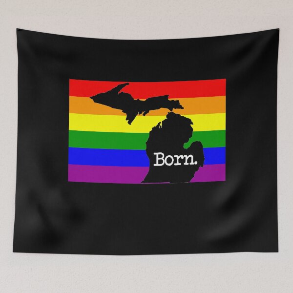 Item preview, Michigan Gay Pride Shirt - Michigan LGBT Rainbow Flag Shirt - Michigan Gay Pride designed and sold by Galvanized.