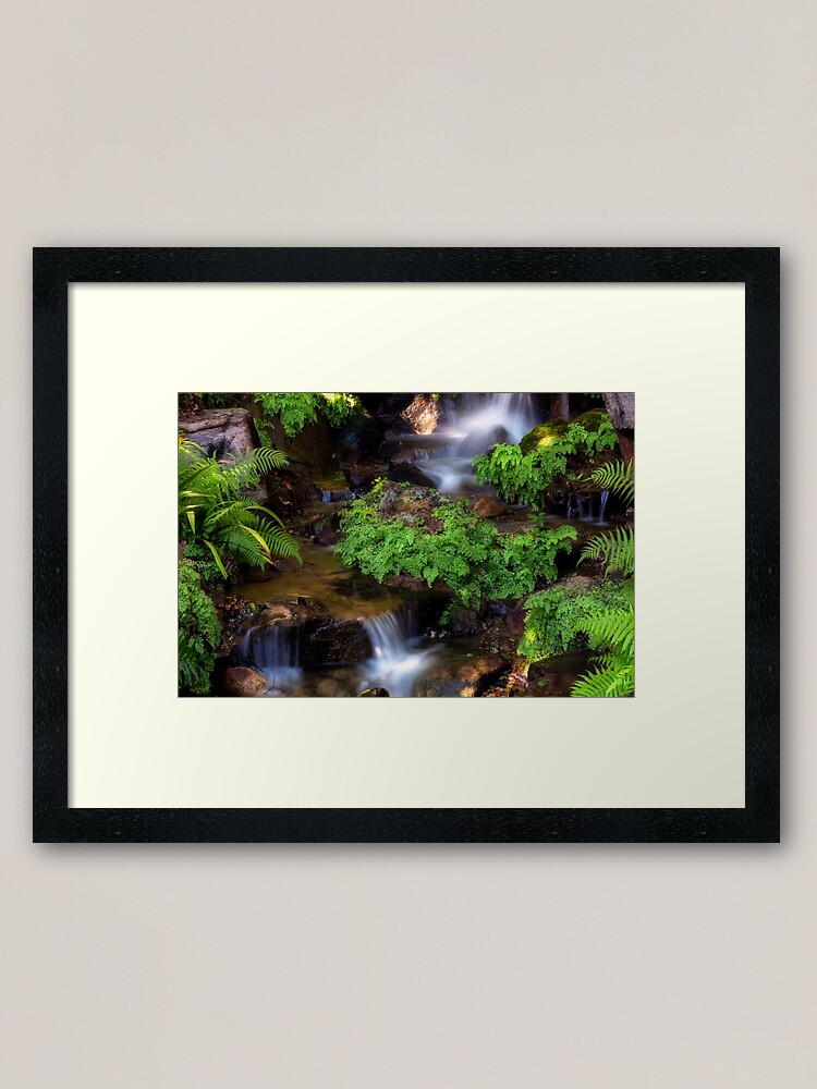 Alternate view of Waterfall at japanese Botanical garden Brisbane Framed Art Print