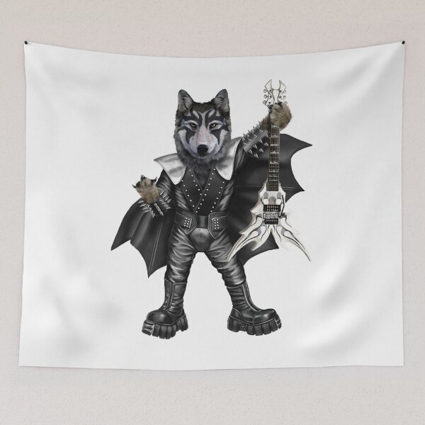 Item preview, Metal Grey Wolf Guitarist, Punk Rock and Roll, Peace from all Wolves designed and sold by Fox-Republic.