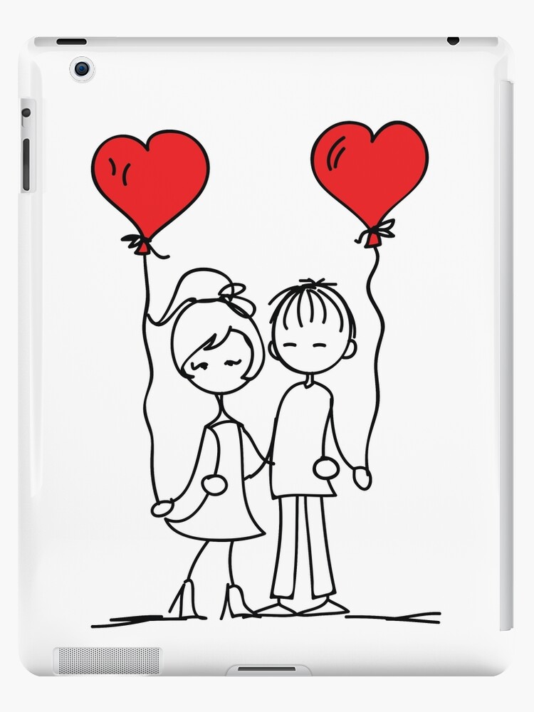 Stick Loving Couple With Heart Shaped Ballons Ipad Case Skin By Buenogoods Redbubble