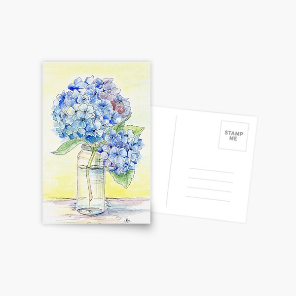 Blue Hydrangea, Still Life Postcard