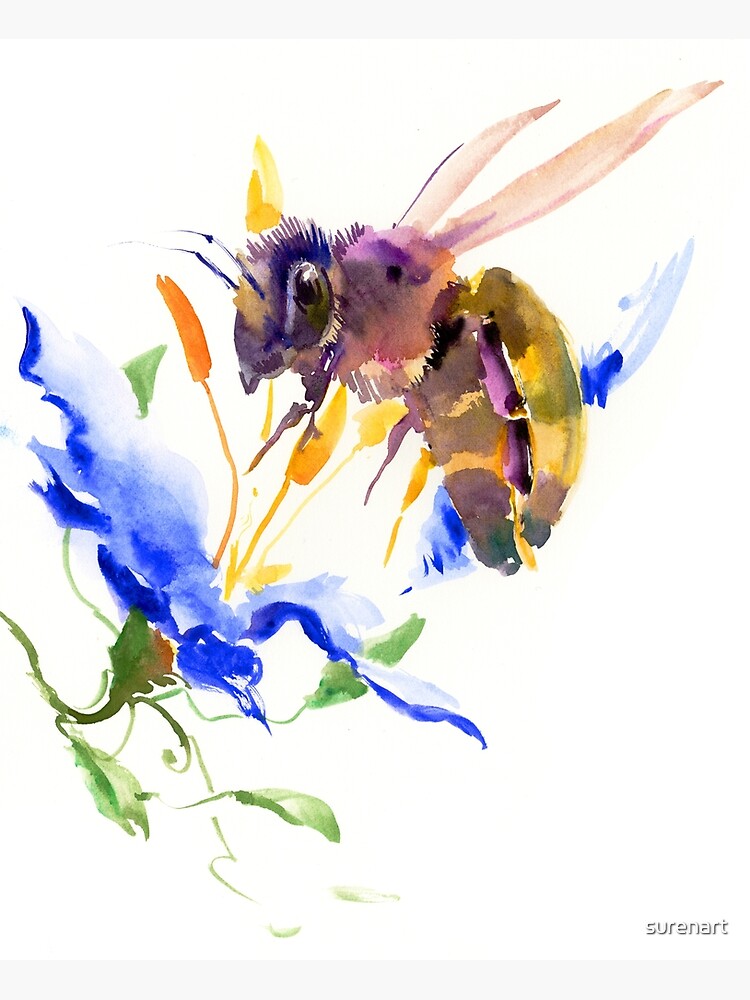 Bee, Bee Art, Bee Painting, Bumblebee, Honeybee, Bee On Flower