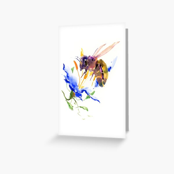 Honey Bee and Flower Greeting Card