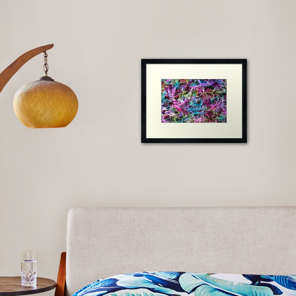 A macro photo of some fine cotton treads Framed Art Print