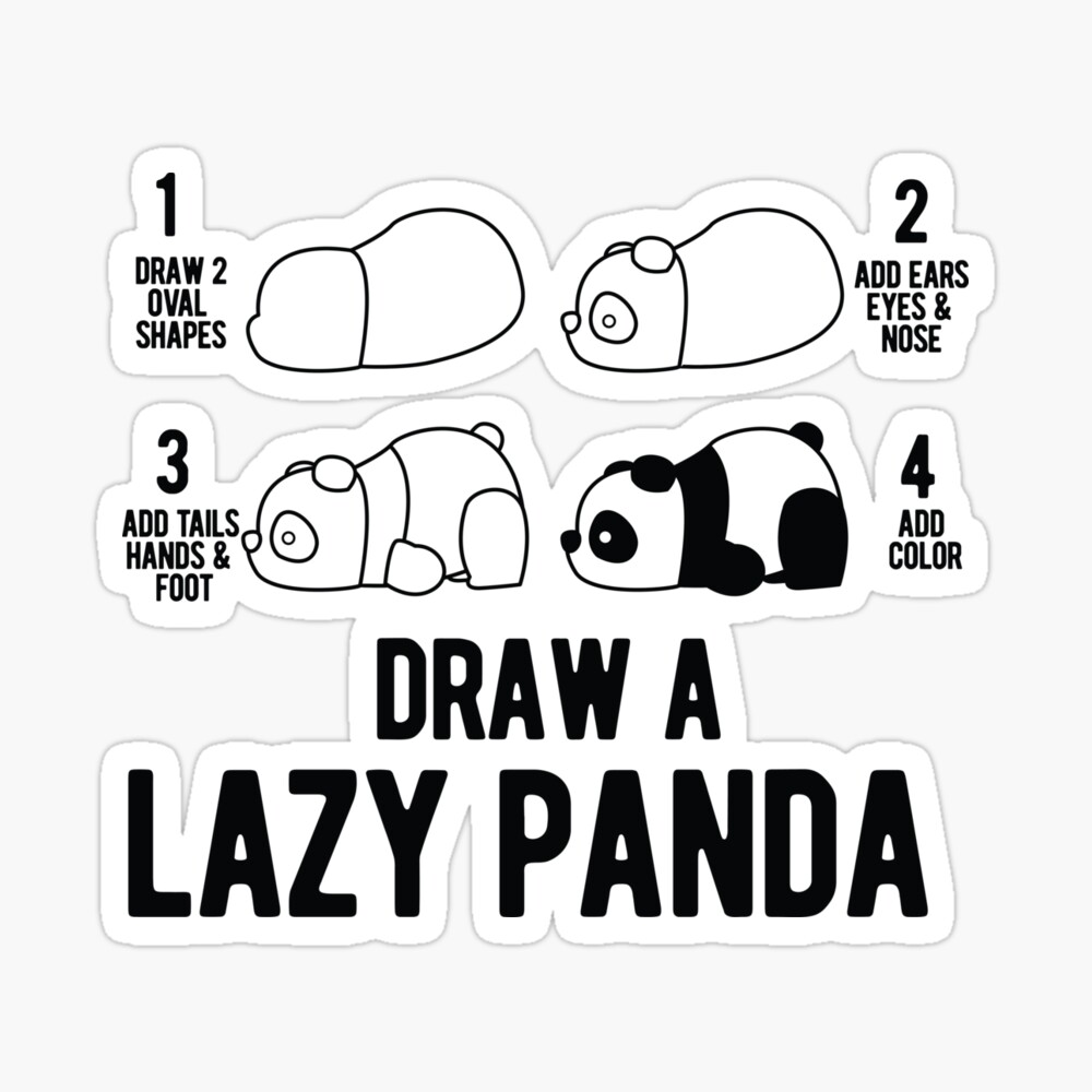 Draw a lazy Panda fun animal step by step painting Poster