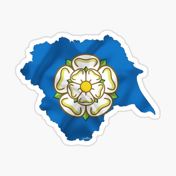 YORKSHIRE County Flag White Rose of York England Sticker Style 2 Sticker