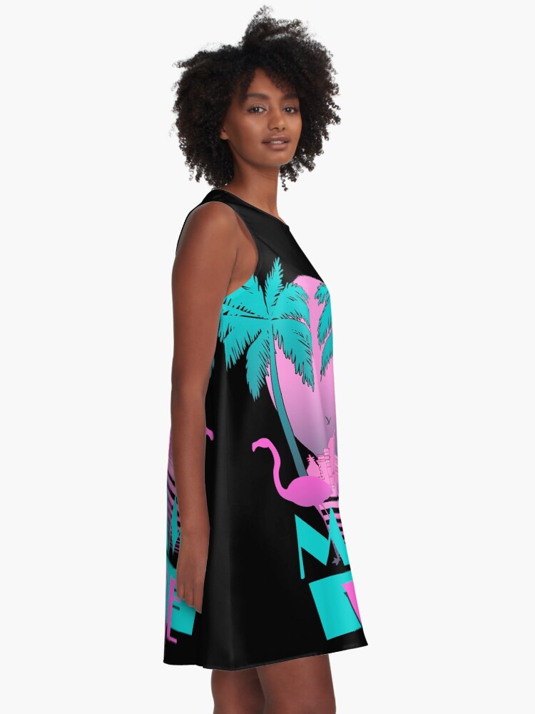 Alternate view of Miami Vice - Retro 80s Design A-Line Dress