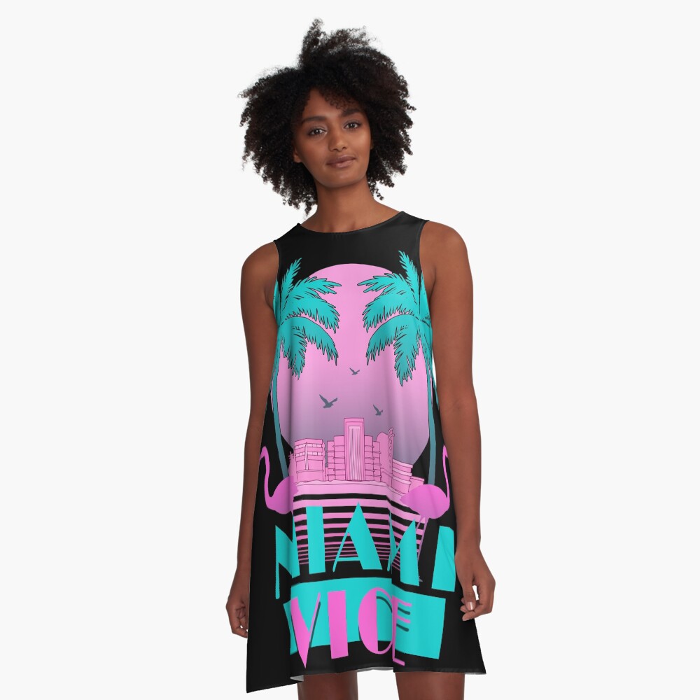 Miami Vice - Retro 80s Design A-Line Dress