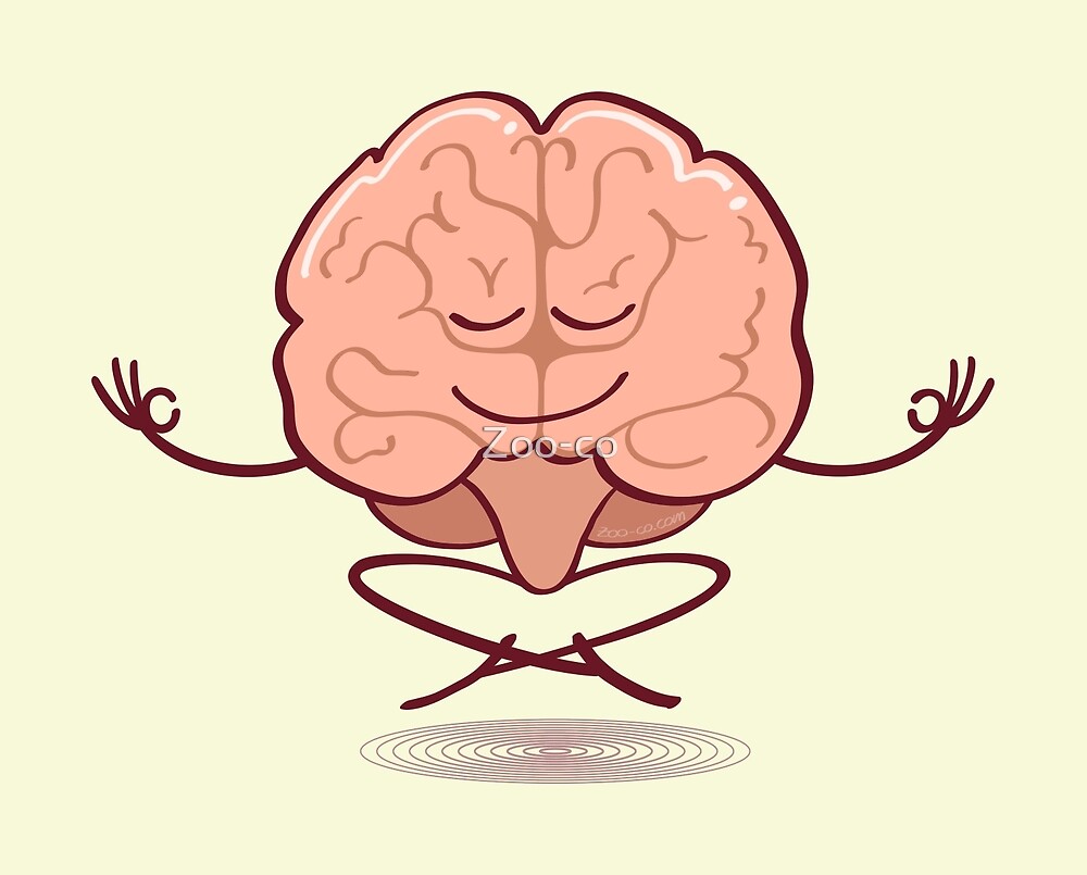 Cerebro De Dibujos Animados Meditando En Posicion De Loto De Zoo Co Redbubble