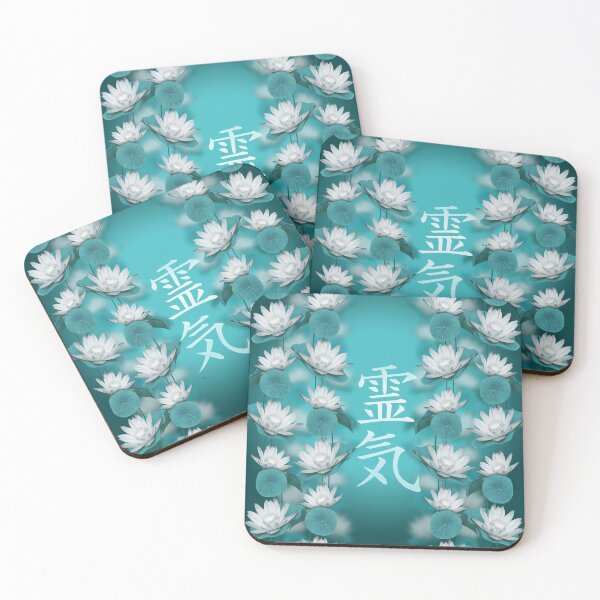 Item preview, Reiki Symbols- Lotus flowers on teal designed and sold by Nartissima.